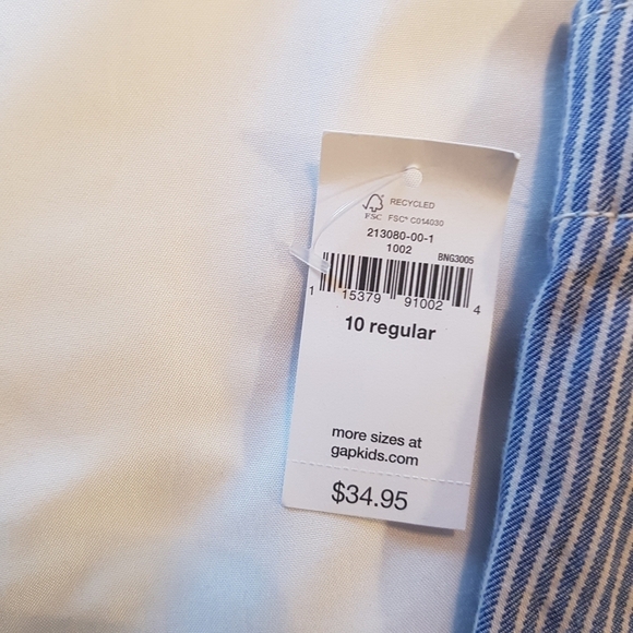 GAP boys size 10 railroad stripe blue & white cargo shorts, New - Picture 3 of 5